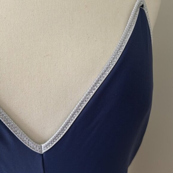 Sam Edelman Pop Solids One Piece Swimsuit Navy/Metallic Sz L - Picture 3 of 13
